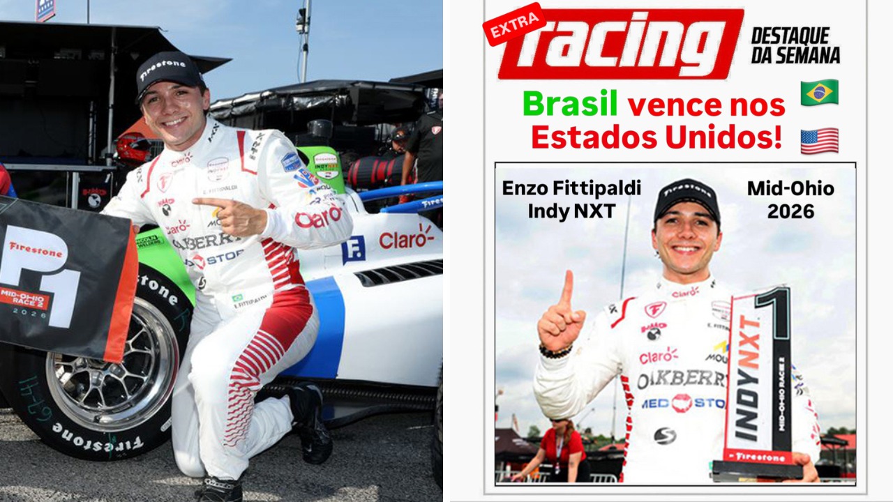 Brasil vence nos EUA com Enzo Fittipaldi em Mid-Ohio pela Indy NXT
