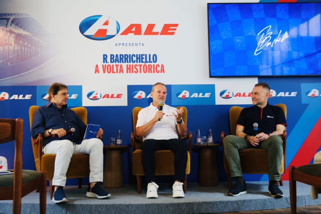 Reginaldo Leme, Rubens Barrichello e Rafael Grisolia, CEO da ALE Combustíveis - Foto: Divulgação